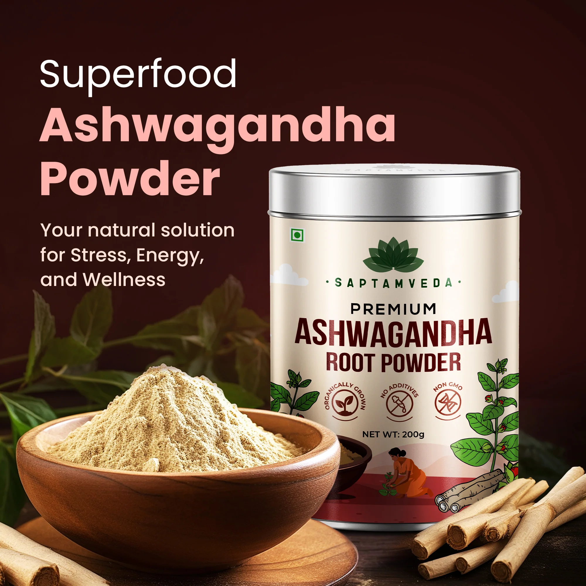 Moringa & Ashwagandha Powder 200gm each | Tin Combo - Image 3