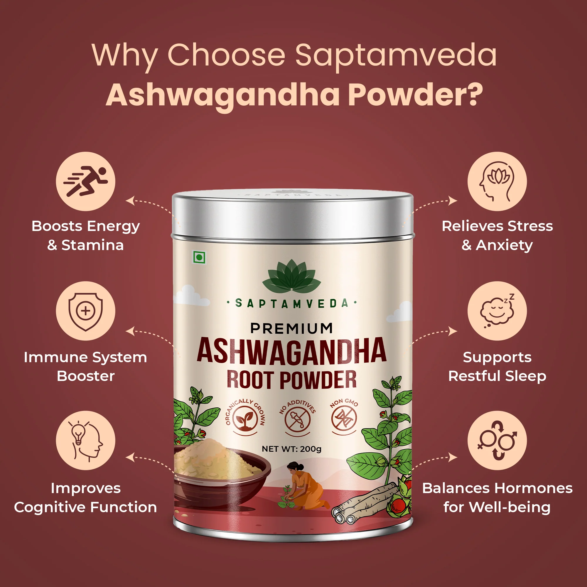 Apple Beetroot Carrot & Ashwagandha Powder 200gm each | Tin Combo - Image 5