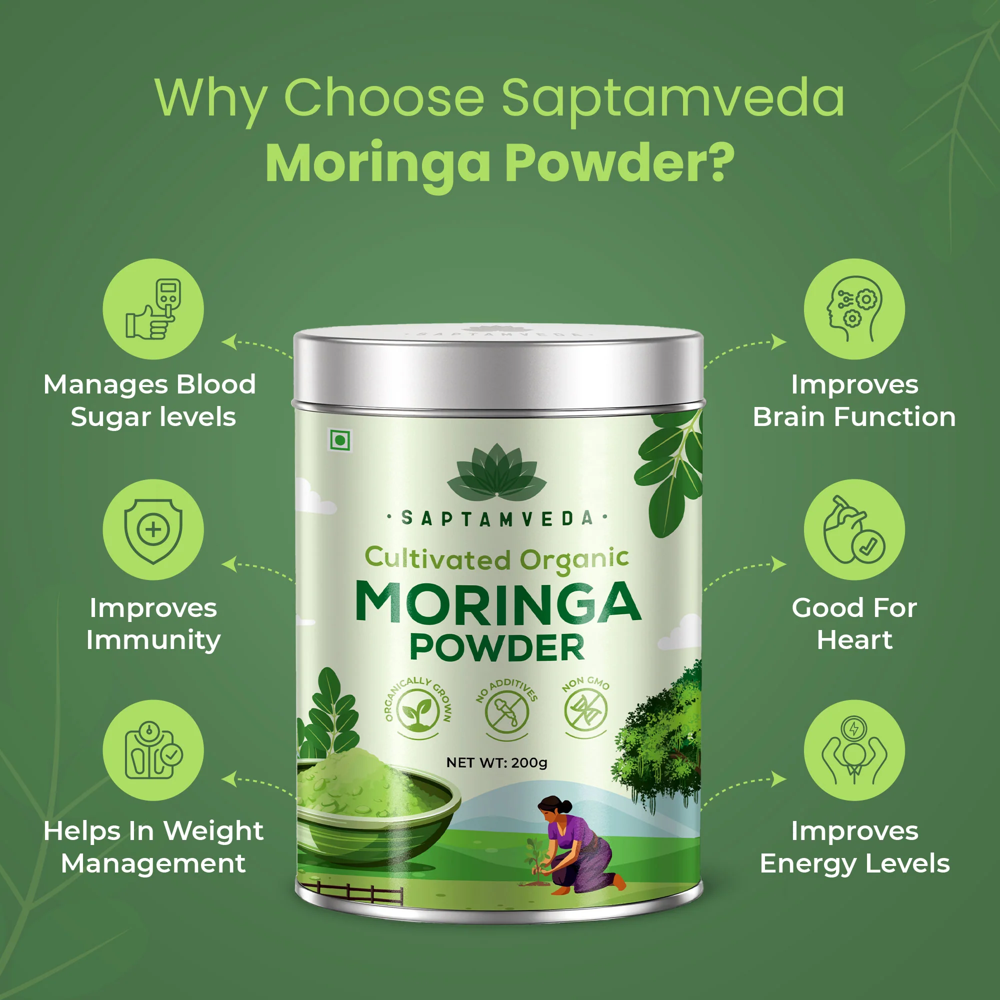 Moringa & Ashwagandha Powder 200gm each | Tin Combo - Image 5