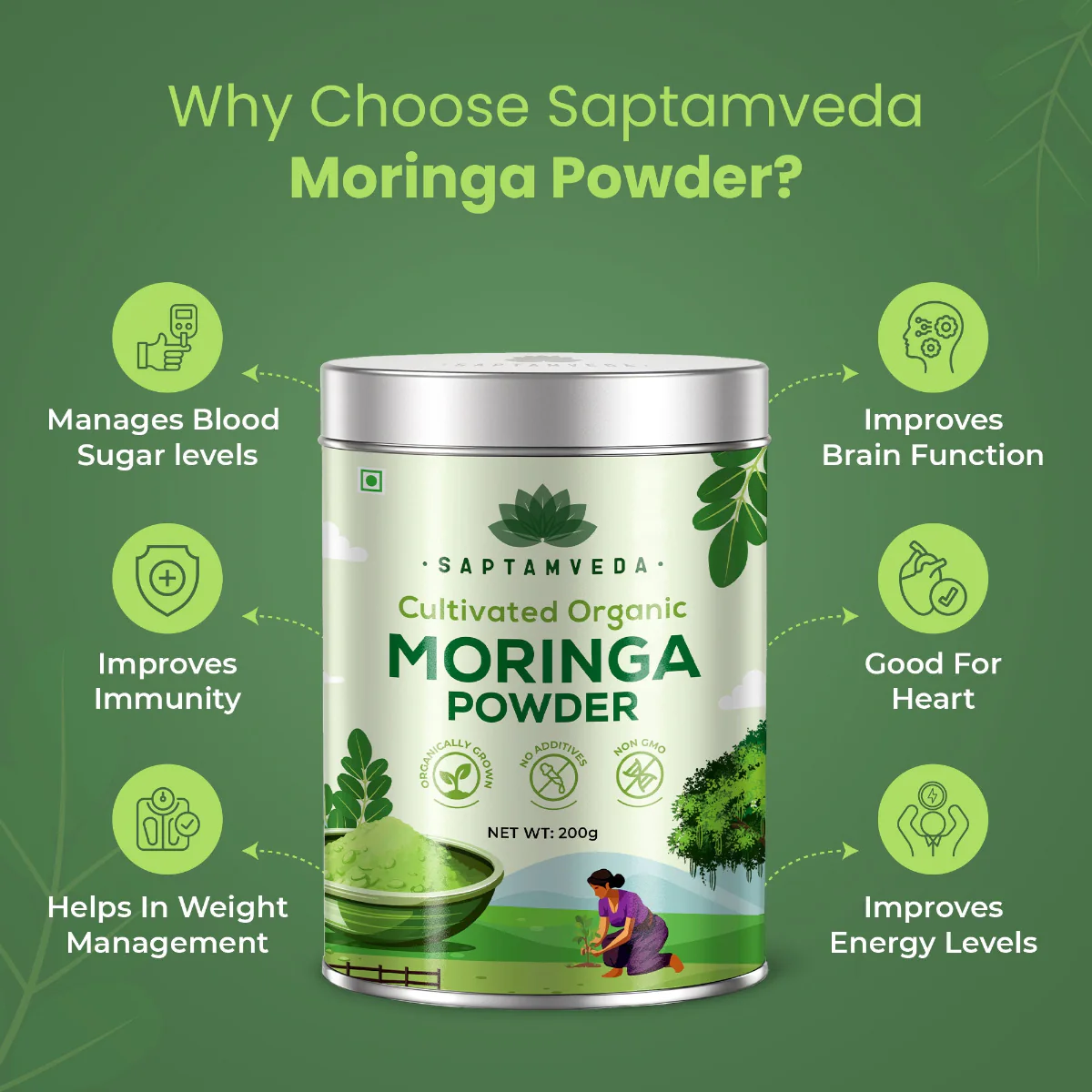 Organic Moringa Leaf Powder - Superfood for Energy & Immunity, 150g (2 Pack) - Image 4